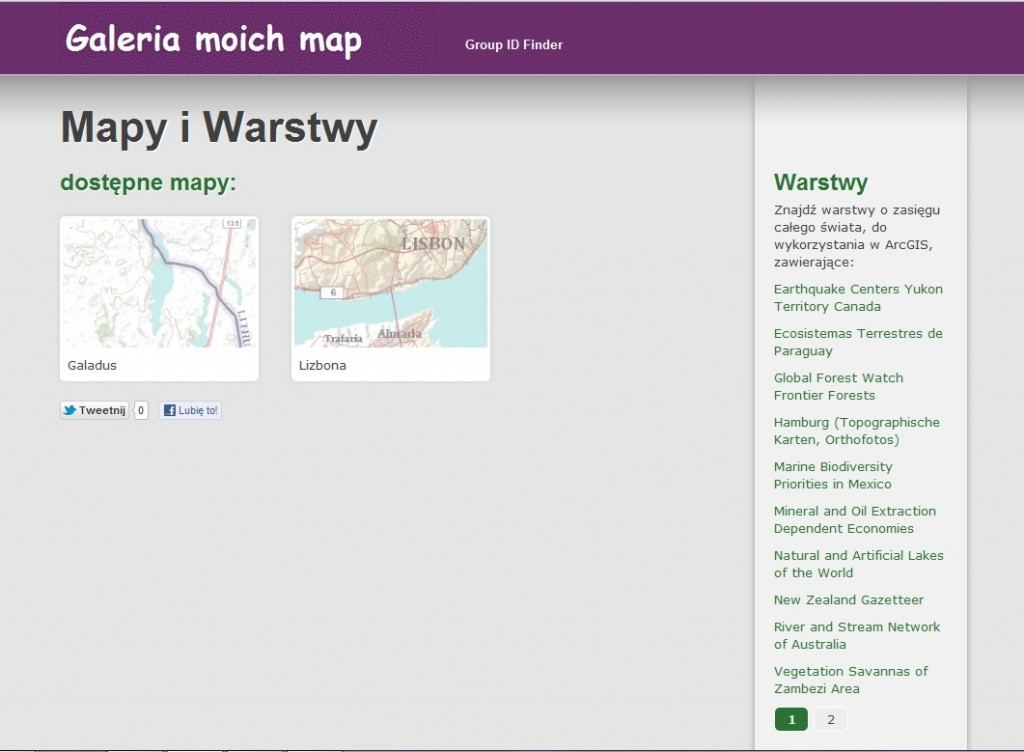 Rys. 8. Łącza paczek warstw również mogą być dodawane do Twojej galerii map i z nią zsynchronizowane. Teraz za każdym razem, gdy dodasz do zasobów (My Content) nowe mapy lub paczki warstw, będą one automatycznie wyświetlane w Twojej galerii map.