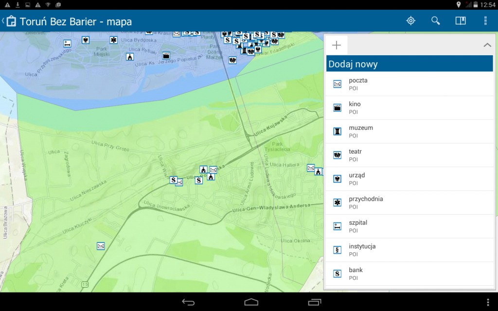 Rys. 1. Interfejs aplikacji ArcGIS Collector.