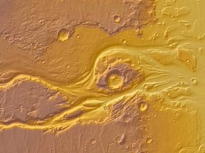 Rys. 3. Kasei Valles to jeden z kilku obszarów Marsa, gdzie rzeźba terenu wydaje się być ukształtowana przez rzeki.