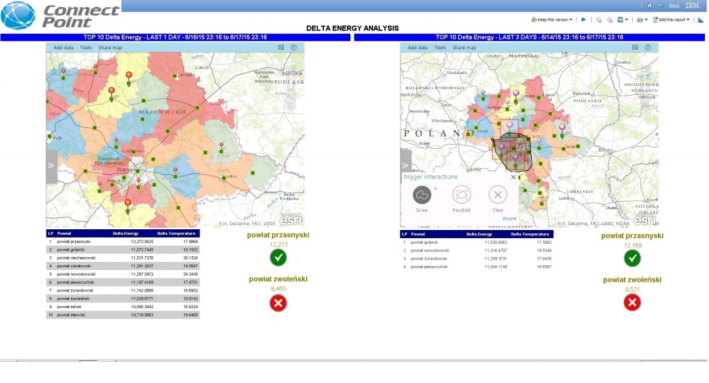 Rys. 2. Raport stworzony w oparciu o dane rzeczywiste i mapy Esri