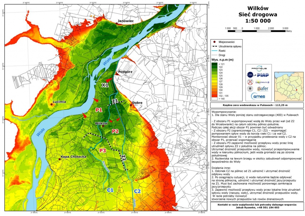 Rys. 2. Mapa rekomendacji osuszania wykonana na podstawie analiz hydrologicznych i geologicznych. Opracowanie wykonane dla gminy Wilków (powiat lubelski).