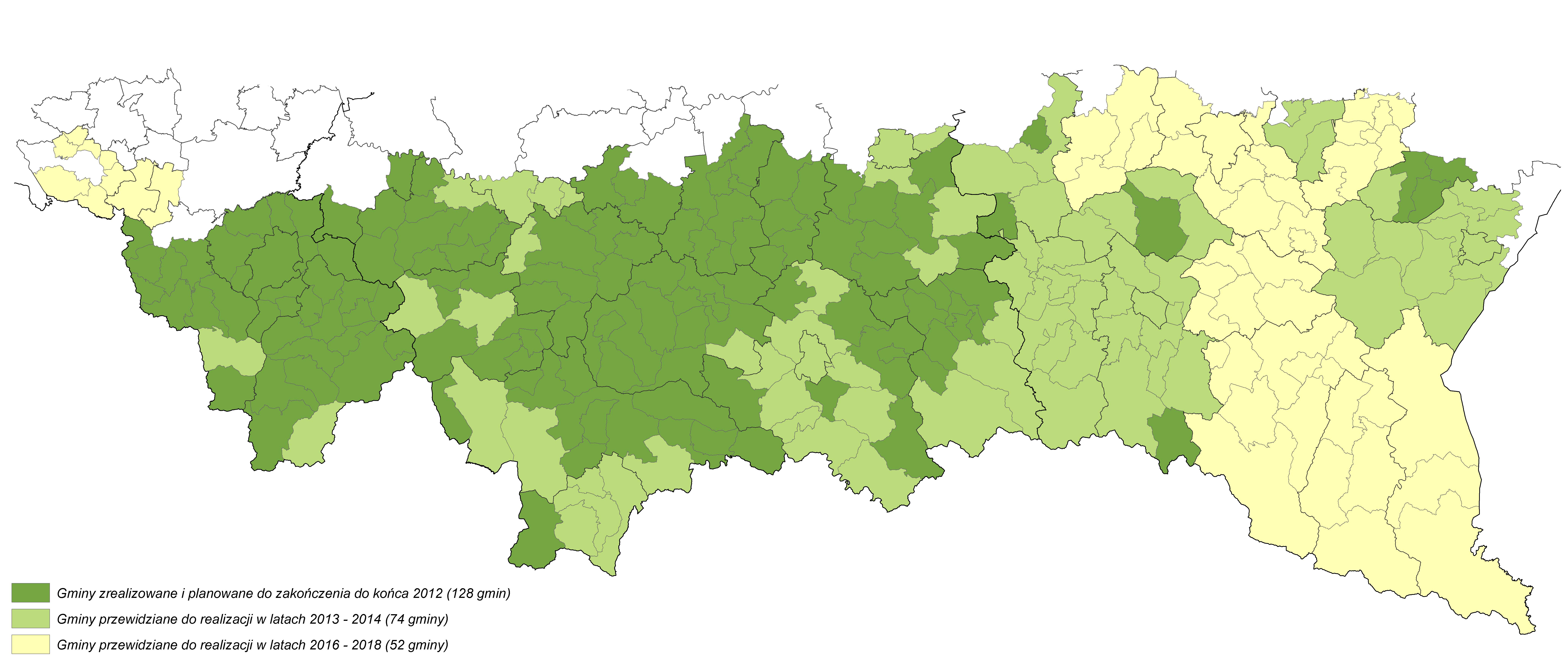 Rys. 1. Zaawansowanie prac nad MOTZ na obszarze Karpat.