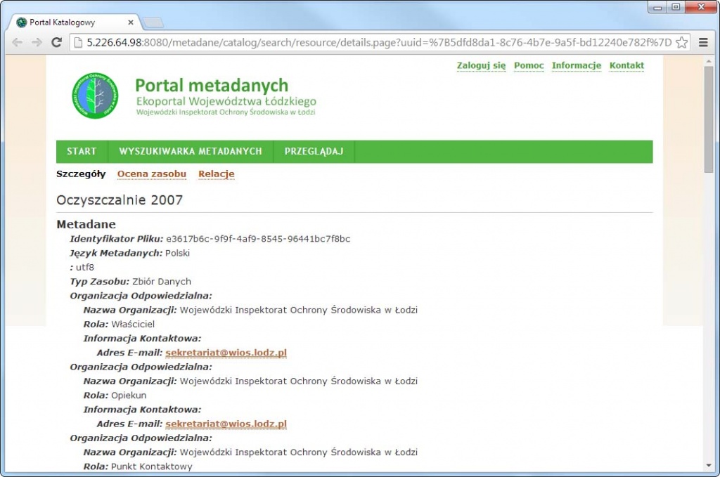 Rys. 4. Portal metadanych.