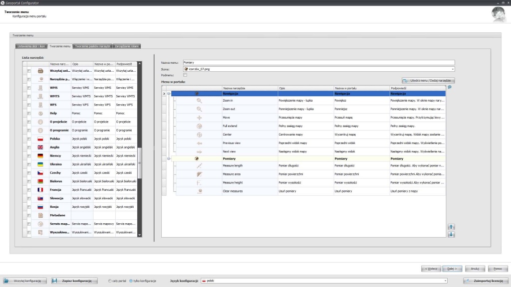 Rys. 5. Okno SprintMAP®.Geoportal.Configurator.