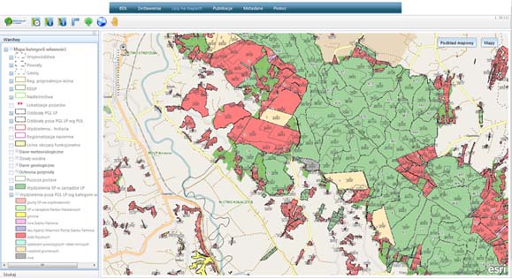 Rys. 2. Interaktywna mapa w portalu internetowym Banku Danych o Lasach.