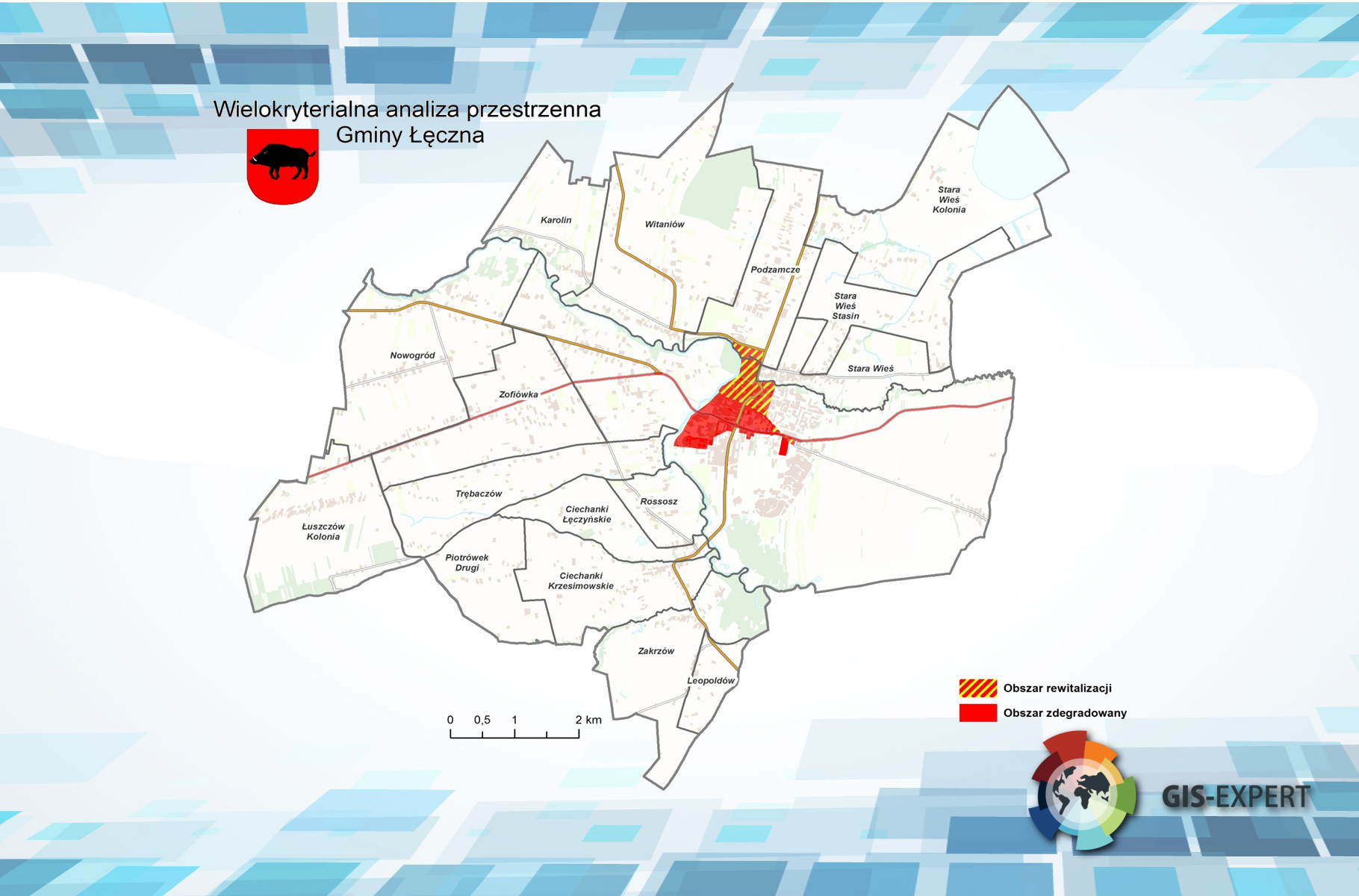 Rys. 4. Przykładowa mapa prezentująca obszar zdegradowany oraz obszar rewitalizacji