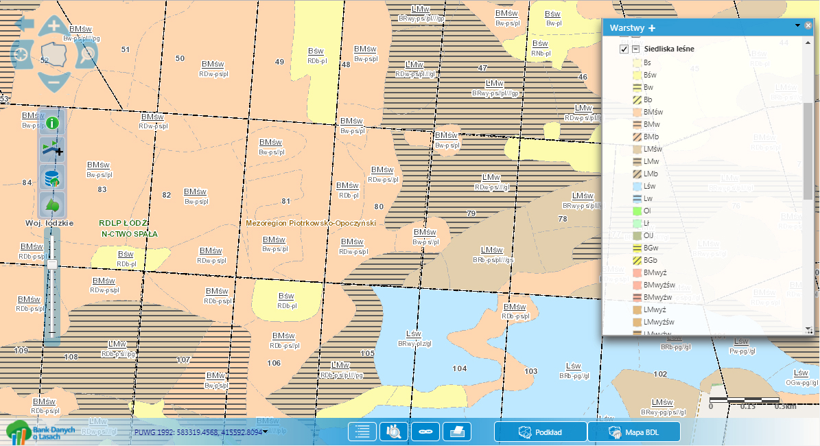 Rys. 3. Mapa siedlisk leśnych.