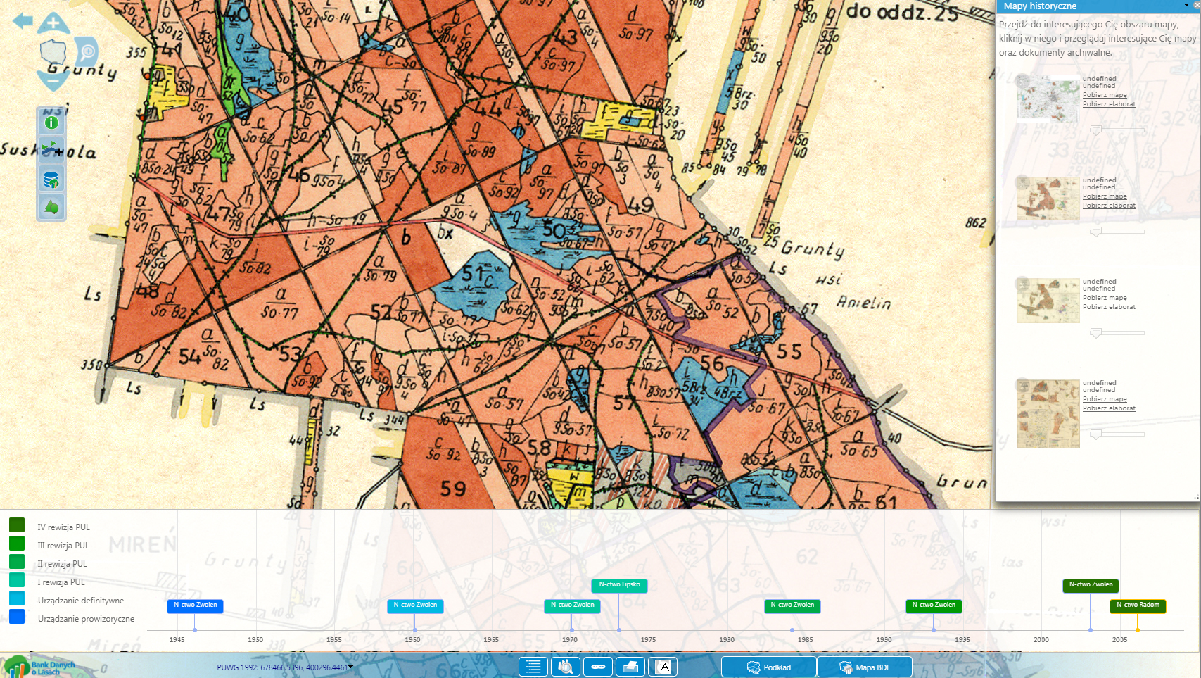 Rys. 6. Prototyp modułu map historycznych.