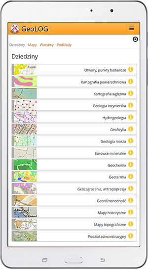 Rys.3. Lista zestawów map dziedzinowych.