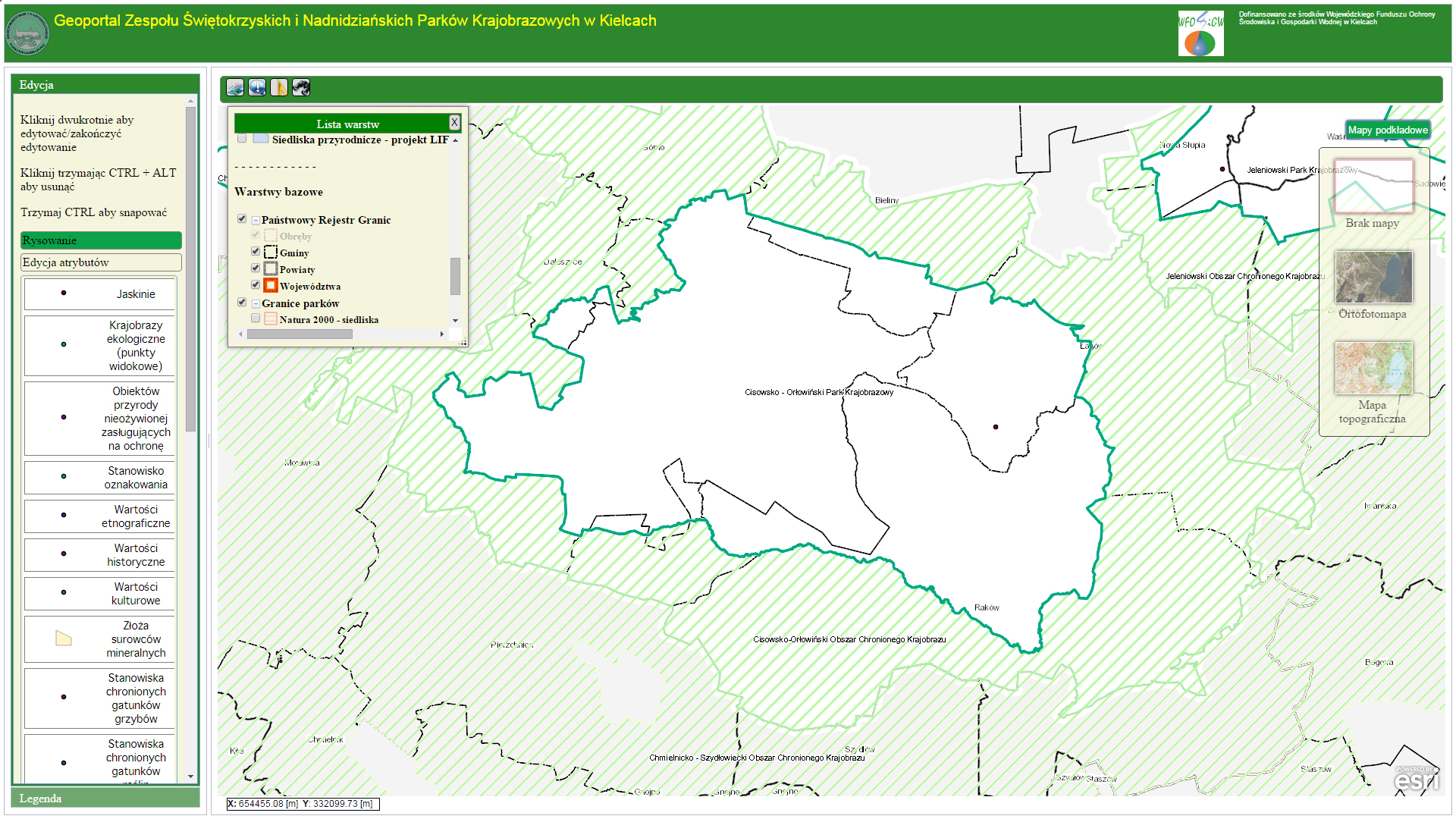 Rys. 1. Geoportal edycyjny - widok podstawowy.