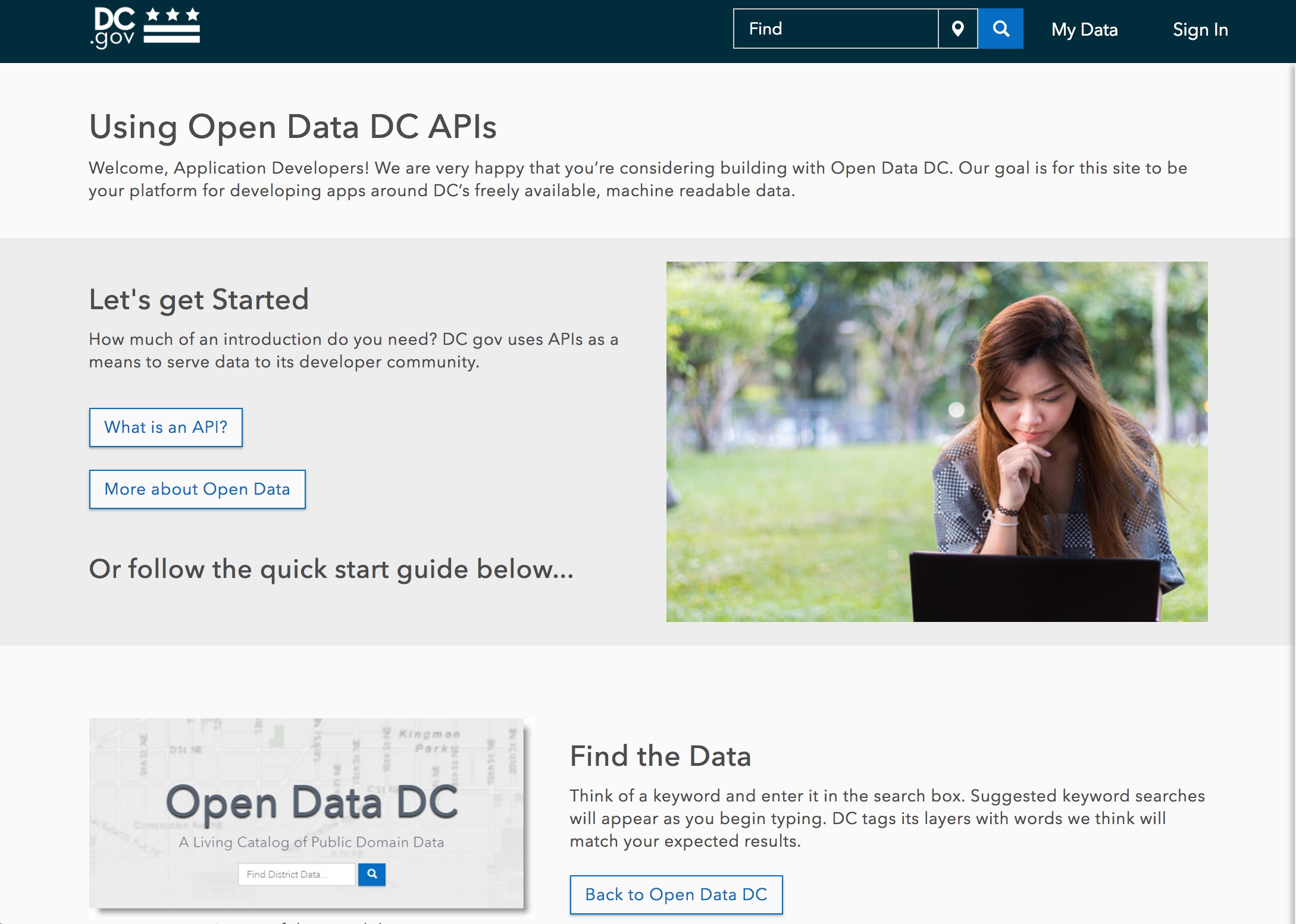 Rys. 4. Miasto Waszyngton utworzyło stronę ArcGIS dla deweloperskiego API i bibliotek open-source.