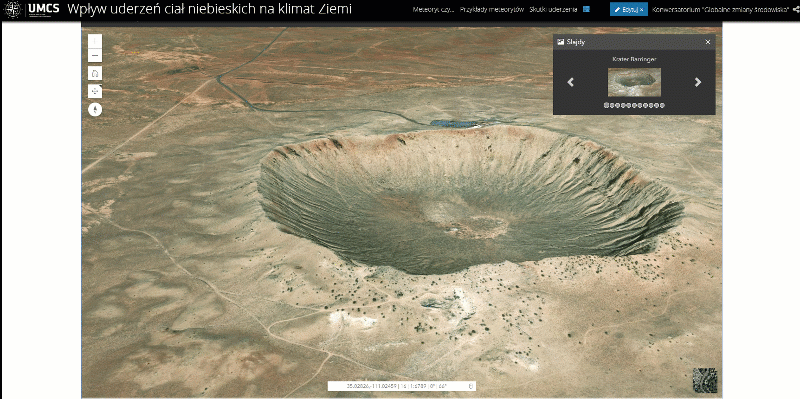 Ryc. 3. Trójwymiarowa scena z lokalizacją kraterów uderzeniowych