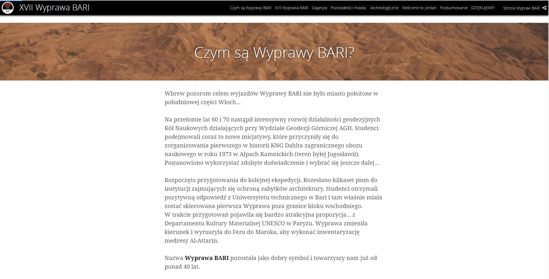 Rys. 4. Story Map – XVII Wyprawa BARI.