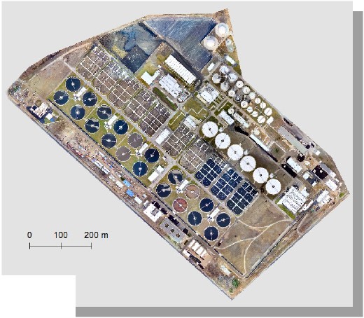 Ryc. 3. Ortofotomapa dla oczyszczalni „Czajka”, opracowana w programie Drone2Map.