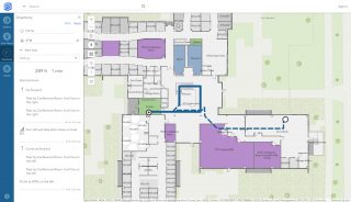 Rys. 1. Aplikacja internetowa ArcGIS Indoors w trybie kiosku dla urządzeń z ekranem dotykowym.