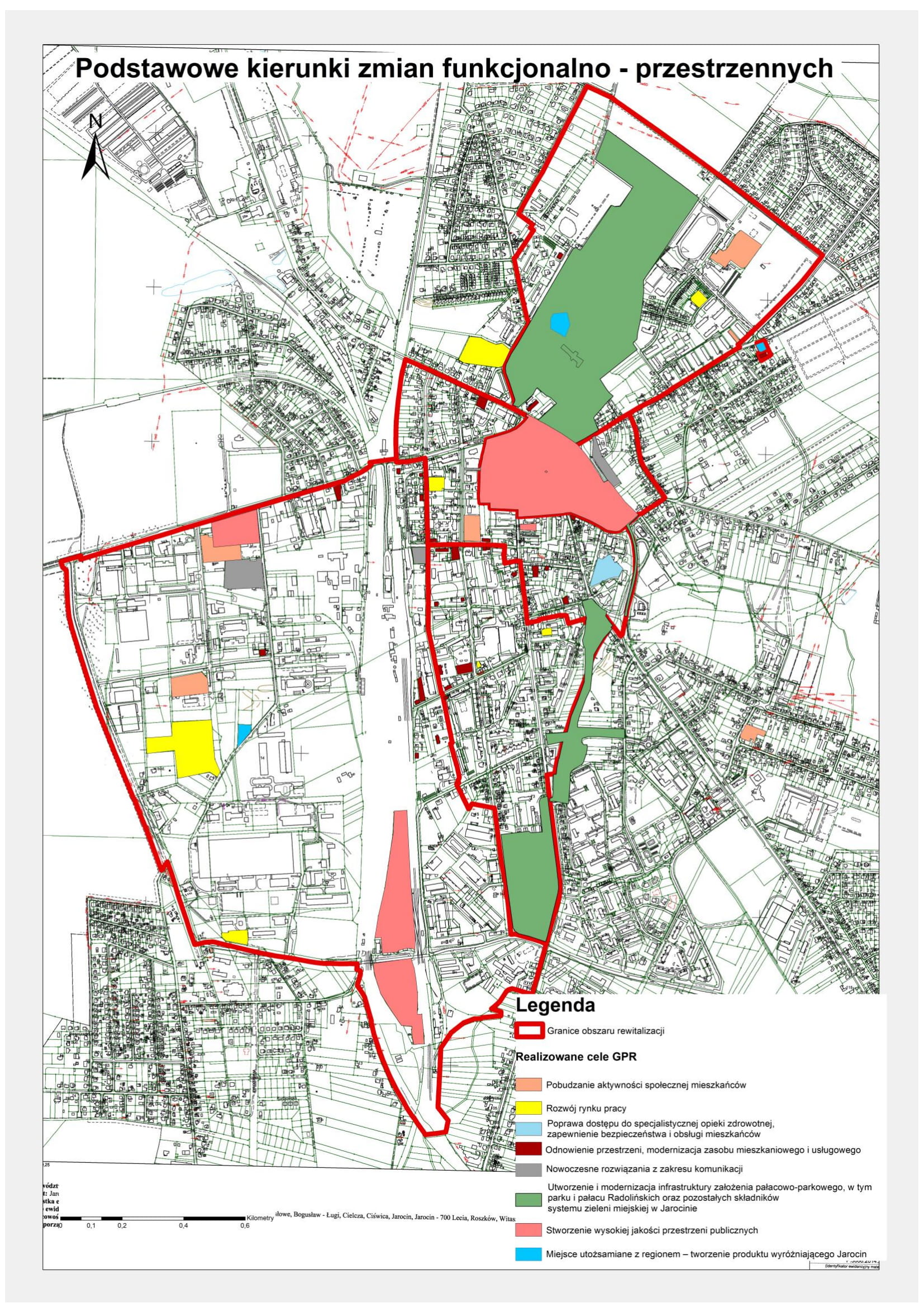 Rys. 1. Mapa podstawowych kierunków zmian funkcjonalno-przestrzennych.