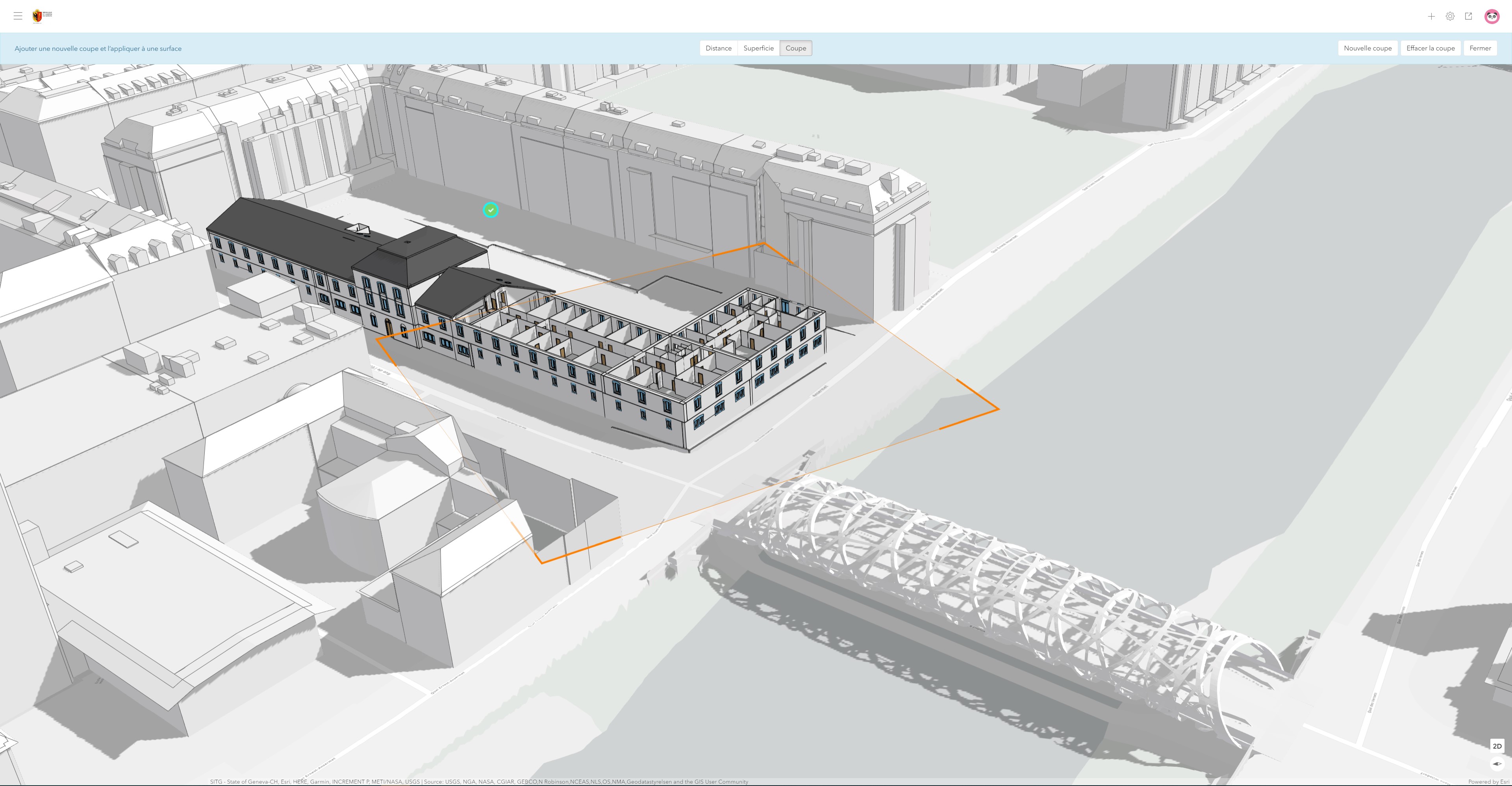 Rys. 1. Szczegółowy model mostu i starożytnego budynku Arsenału zwizualizowany w ArcGIS Urban.