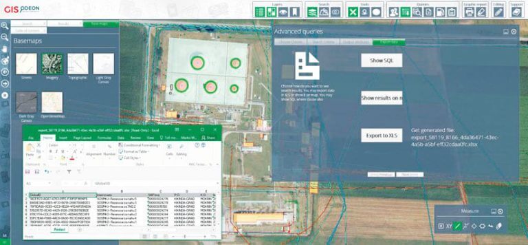 Rys. 2. Użytkownicy mogą wykonać zaawansowaną analizę danych dotyczących obiektów za pomocą narzędzia Query Builder, które zaznacza konkretne obiekty na mapie i/lub w arkuszu kalkulacyjnym Microsoft Excel.